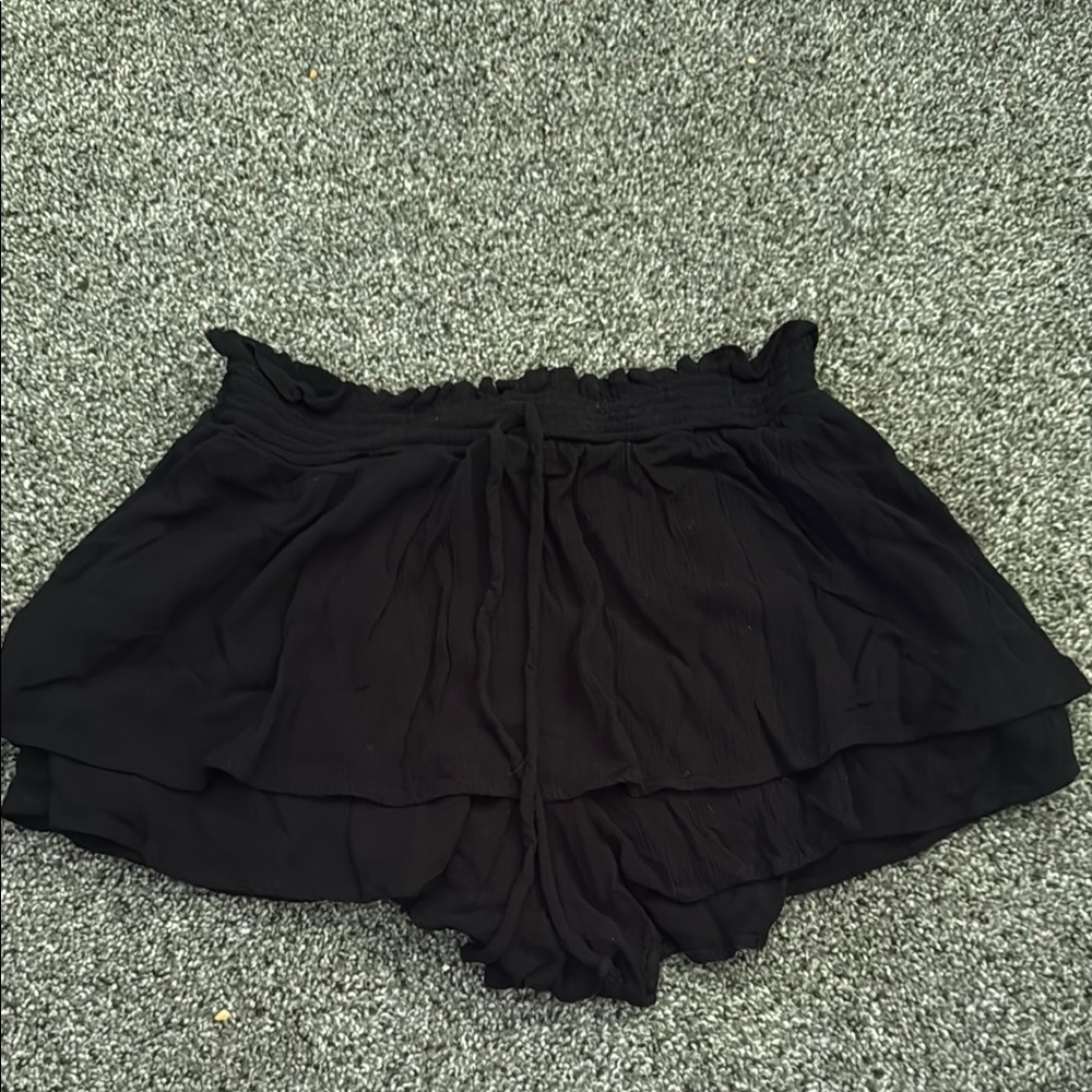 Women's Black Ruffle Shorts